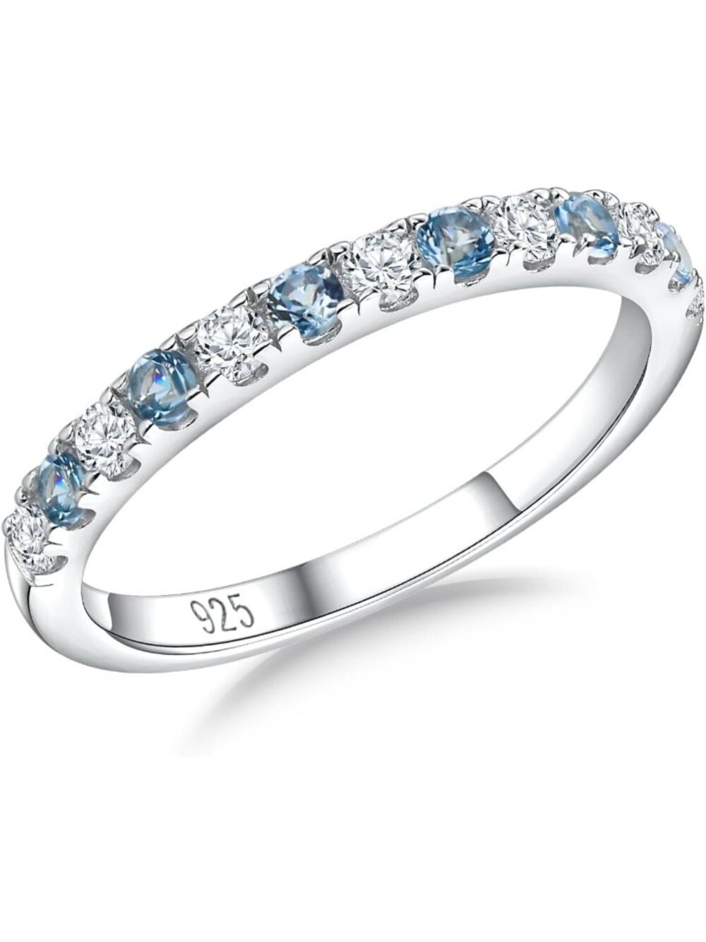 Stackable Birthstone Eternity Band Ring - 925 Silver/Gold-Plated, Size 6-10